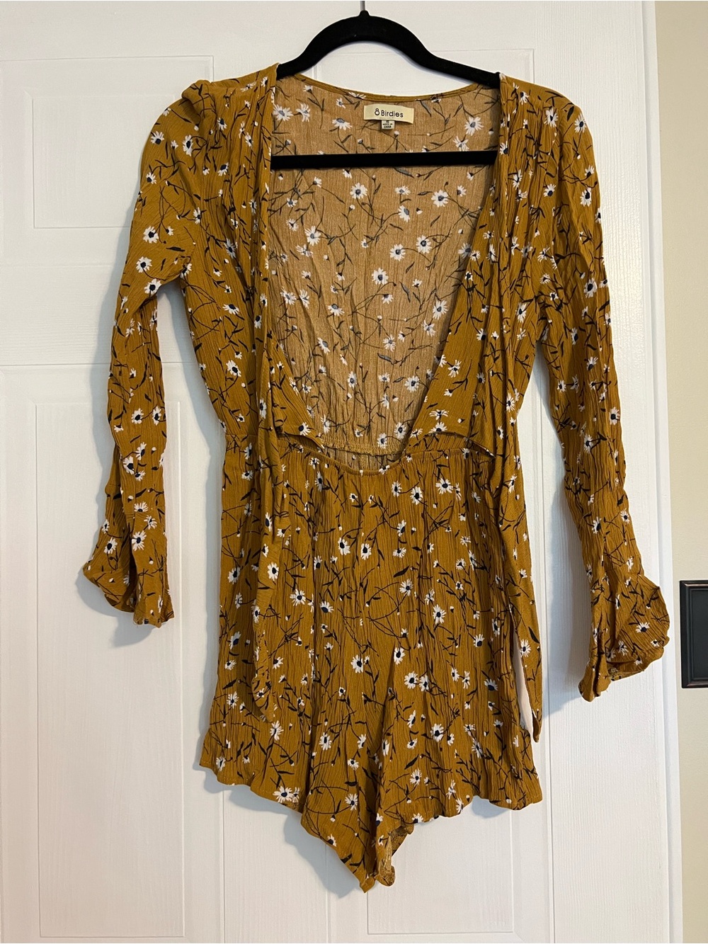 6 Degrees Mustard Floral Long-Sleeve Romper